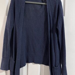 Women's Navy Open-Front Sweater